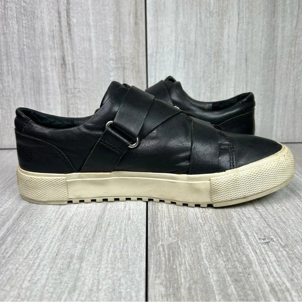 Frye Gia Low Moto Buckle Harness Black Leather Sneaker Shoes Women’s Size 8 - Picture 4 of 11